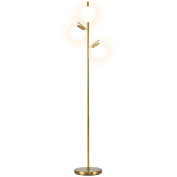 Lampadaire globe design néo-rétro 3 ampoules H.169 cm métal doré
