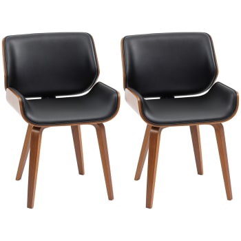 Homcom - 2 chaises de salle à manger style vintage synthétique et bois noir