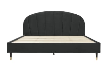 HOMCOM Cadre de lit double en acier avec sommier et tête de lit