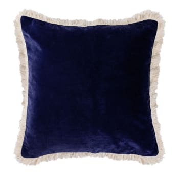 Andrea - Coussin velours de coton  50x50 bleu nuit