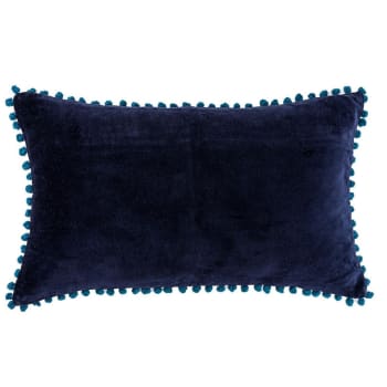 Avoriaz - Housse de coussin velours de coton  50x30 bleu nuit