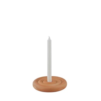 Savi - Beigefarbener Kerzenhalter aus Steinzeug Ø17xH2,5cm