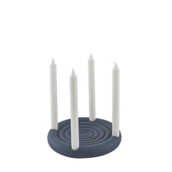 Savi - Blauer Kerzenhalter aus Sandstein Ø24,5xH3cm