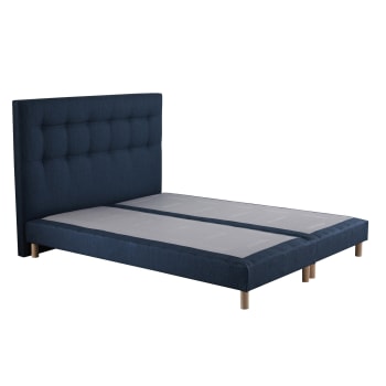 Crépuscule - Sommier tapissier + tete de lit capitonnée Bleu 180x200