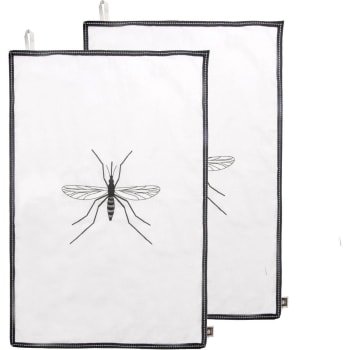 Mosquito - Paño de cocina (x2) algodón blanco / negro 50x75