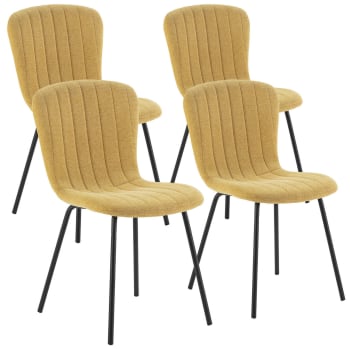 LUCKY - Pack 4 sillas tapizadas en tela color mostaza