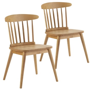 BEN - Pack 2 chaises en bois couleur chêne