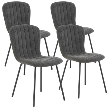 LUCKY - Pack 4 chaises recouvertes de tissu gris foncé