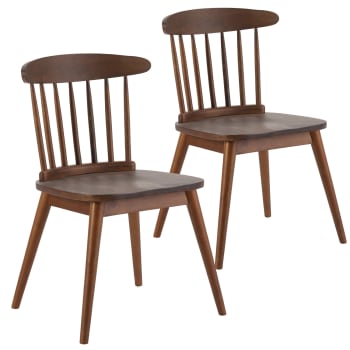 BEN - Pack 2 chaises Ben en bois couleur noyer