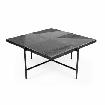 Paheli - Tavolino basso quadrato in marmo scolpito