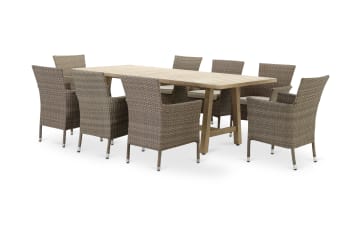 BOLONIA&RIVIERA - Ensemble jardin  table en bois 230x100 et 8 chaises