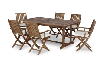JAVA - Salon de jardin table extensible 180/240x100 et 6 chaises