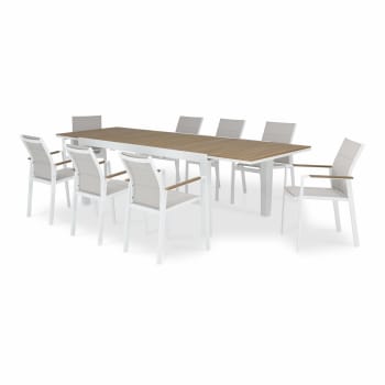OSAKA - Conjunto mesa jardín 300/200x100 cm y 8 sillas aluminio