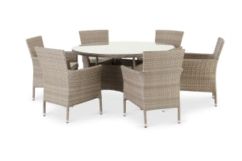 BOLONIA - Ensemble  de jardin table ronde 140 et 6 chaises