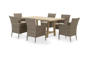 Siena & bolonia - Ensemble jardin table en bois 170x90 et 6 chaises