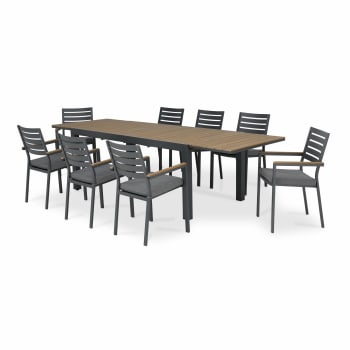 OSAKA - Conjunto mesa jardín 300/200x100 y 8 sillas aluminio antracita