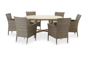 TREXM Set Tavolo da Pranzo 6 Pezzi con 4 Sedie e 1 Panca Grigio