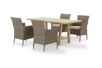 BOLONIA&RIVIERA - Conjunto comedor mesa madera 170x90 con 4 sillas