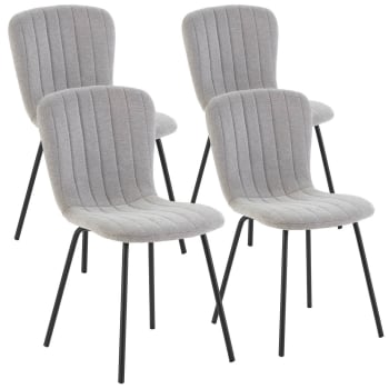 Set di 2 sedie imbottite in metallo e in tessuto grigio chiaro