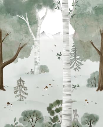KHARU - Carta da parati intessuta stampa panoramica foresta 2m x 2,48m