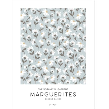 PICNIC DAY - Affiche Marguerites bleu clair (30 x 40 cm)