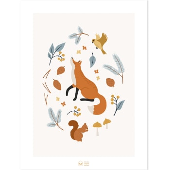 JÃ–RO - Affiche renard Fox of the Woods (30 x 40 cm)