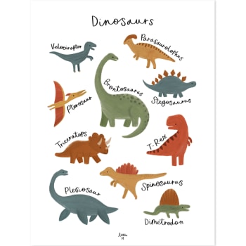 SUNNY - Stampa artistica dinosauri 30 x 40 cm