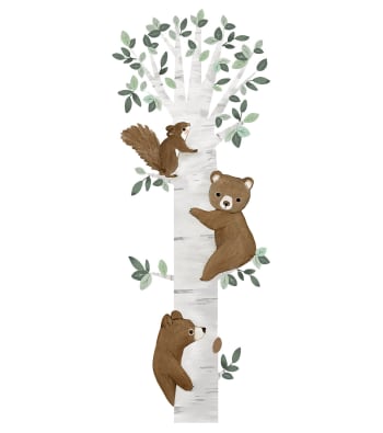 KHARU - Grand sticker ours montent à l'arbre en vinyle mat multicolore