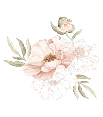POPPIES - Grand sticker grand coquelicot rose en vinyle mat (81 x 71 cm)
