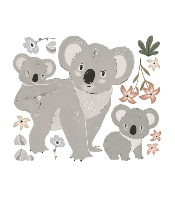 LILYDALE - Grand sticker famille koalas en vinyle mat multicolore