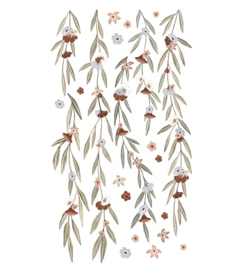LILYDALE - Grand sticker eucalyptus et fleurs en vinyle mat multicolore