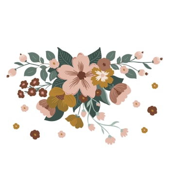 CAPUCINE - Grand sticker composition de fleurs en vinyle mat multicolore
