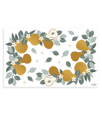 LOUISE - Stickers muraux poires et feuillages en vinyle mat multicolore