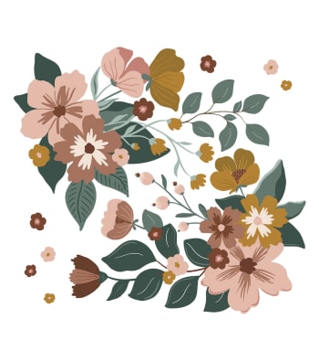 CAPUCINE - Grand sticker bouquets de fleurs en vinyle mat multicolore
