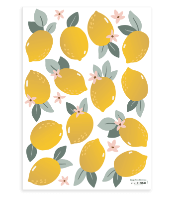 LOUISE - Stickers muraux les citrons en vinyle mat jaune