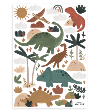 SUNNY - Stickers les dinosaures en vinyle mat 29,7 x 42 cm
