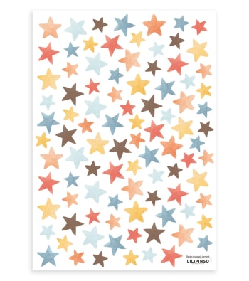 GENTLE FRIENDS - Stickers muraux étoiles multicolores en vinyle mat multicolore