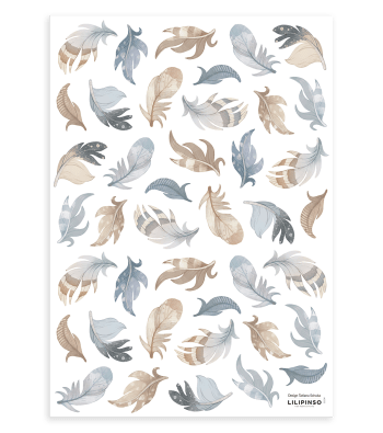 SELENE - Stickers les plumes en vinyle mat 29,7 x 42 cm