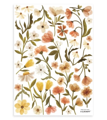 FELIDAE - Stickers muraux fleurs vintage en vinyle mat