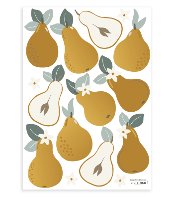 LOUISE - Stickers muraux les poires en vinyle mat jaune