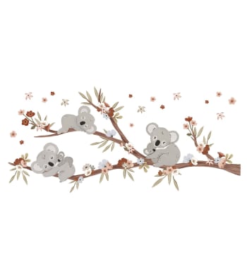 LILYDALE - Grand sticker branche et famille koalas en vinyle mat multicolore