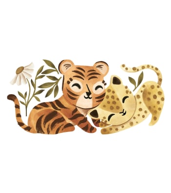 FELIDAE - Grand sticker jeu tigre et léopard en vinyle mat multicolore