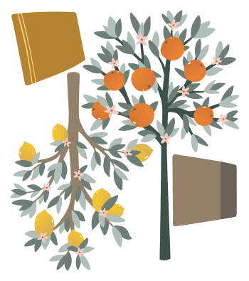LOUISE - Grand sticker oranger et citronnier en vinyle mat multicolore