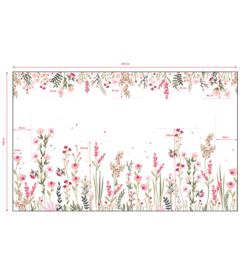 MAGENTA - Papel pintado panorámico de campos flores derecha 200x248 cm