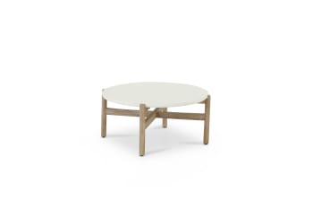 SICILIA - Table basse ronde bois et terrazzo 80cm