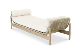 Provenza - Chaise longue bois et corde beige