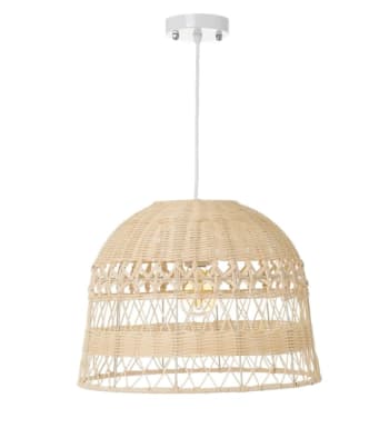 BIANCA - Lámpara de techo tipo campana de ratán y acabado natural