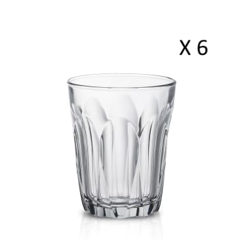 Provence - 6er Set Wassergläser mit Facetten 16 cl aus robustem, gehärtetem Glas
