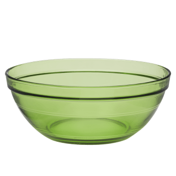 Le gigogne® - Saladier empilable 1,59L en verre trempé résistant teinté vert jungle