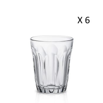 Provence - 6er Set Wassergläser mit Facetten 13 cl aus robustem, gehärtetem Glas